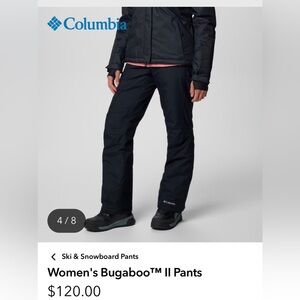 Columbia Womens Bugaboo snow pants Omni-Tech. Size Medium Short. Black.